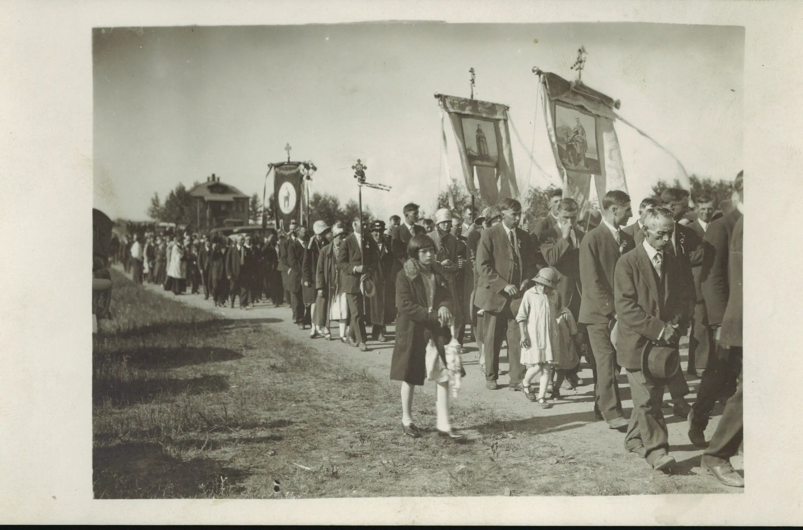 Religious procession with banners